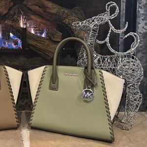 Michael Kors Brown, Cream and Green Satchel